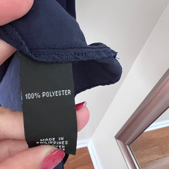 A. Byer Cold Shoulder Ruffle Dress Party Cocktail Navy Blue L - Picture 5 of 8